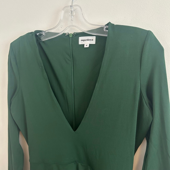 Superdown Martyna Deep V Mini Dress Emerald Green Size Medium - Picture 4 of 13